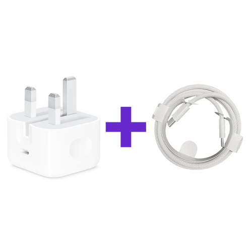 20W USB-C Power Adapter Kit + USB C to C Cable 1M White