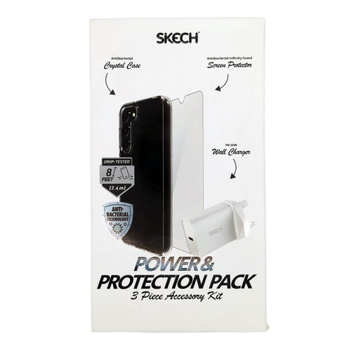 SKECH IPH 14 Bundle Pack Clear Case + Screen Protector + 20W PD 3 PIN Charger