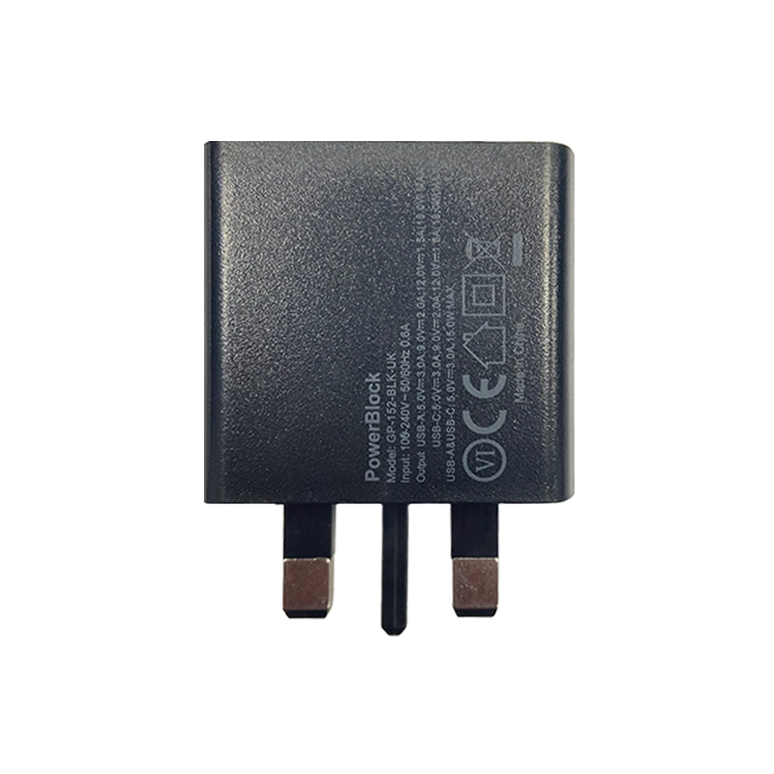 Chargeur GRIFFIN Powerblock Dual USB-C 15W et USB-A 12W UK Noir