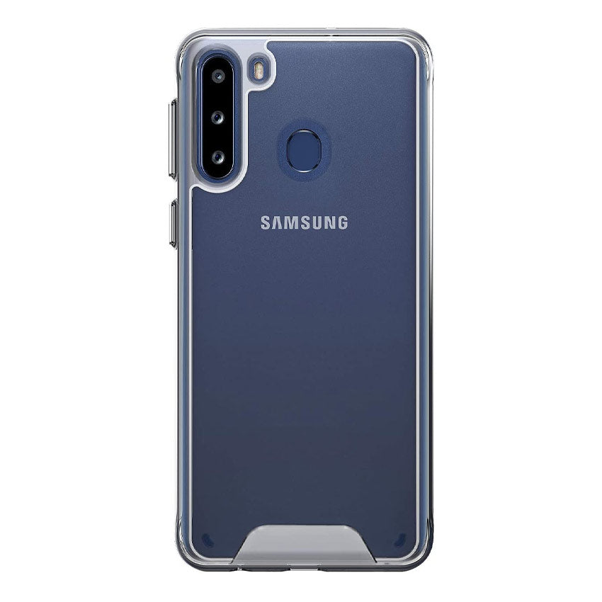 Space Case Clear Samsung A21 Back view With phone